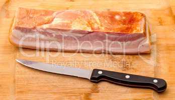 Boiled-Smoked Bacon with knife