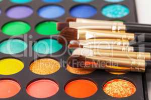 Set of Multicolored Eyeshadows with Brushes