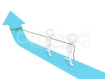 3d man business boss pulling a rope