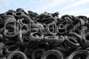 a pile of waste tires in Arthies in Ile de France