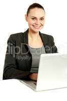 Business professional operating laptop