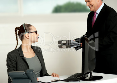 Business team of two working in office