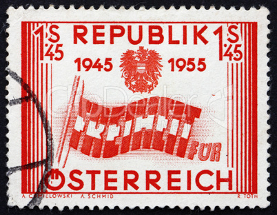 Postage stamp Austria 1955 Letters forming Flag