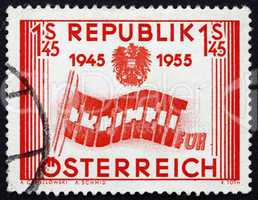 Postage stamp Austria 1955 Letters forming Flag