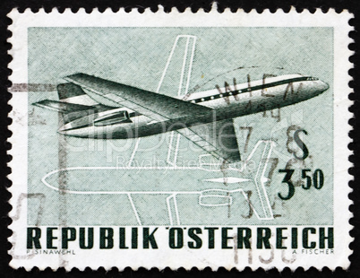 Postage stamp Austria 1968 Twin-engine Jet Airliner