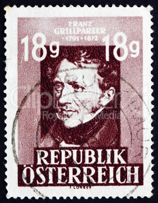 Postage stamp Austria 1947 Franz Grillparzer, Dramatic Poet