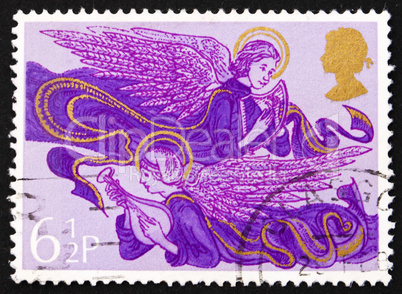 Postage stamp GB 1975 Angels with Lute and Harp, Christmas