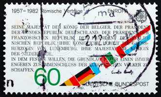 Postage stamp Germany 1982 Text from Treaties of Rome
