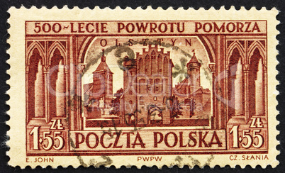 Postage stamp Poland 1954 View of Olsztyn