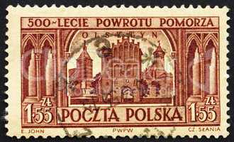 Postage stamp Poland 1954 View of Olsztyn