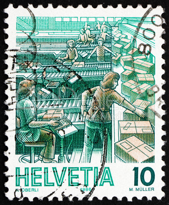 Postage stamp Switzerland 1986 Parcel Sorting, Mail Handling
