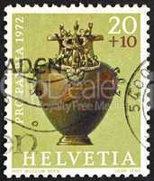 Postage stamp Switzerland 1972 Bronze Hydria, Hallstadt Period