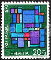 Postage stamp Switzerland 1970 Abstract Composition, by Celestin