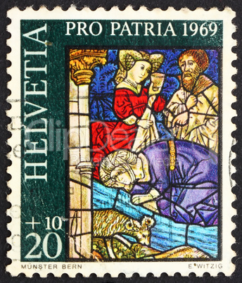 Postage stamp Switzerland 1969 Israelites Drinking from Spring o
