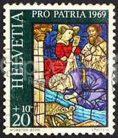 Postage stamp Switzerland 1969 Israelites Drinking from Spring o