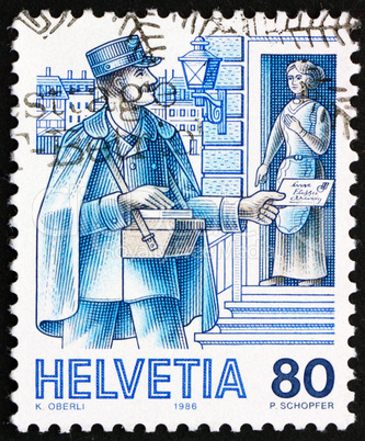 Postage stamp Switzerland 1986 Postman, Mail Handling