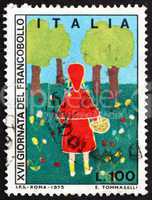 Postage stamp Italy 1975 The Magic Orchard, Children's Drawing