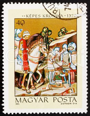 Postage stamp Hungary 1971 Beheading of Heathen Chief Koppany