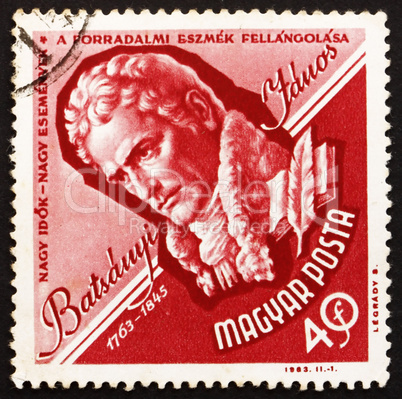 Postage stamp Hungary 1963 Janos Batsanyi, Hungarian Poet
