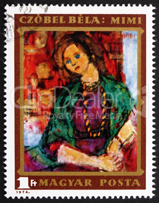 Postage stamp Hungary 1974 Mimi, Painting by Bela Czobel