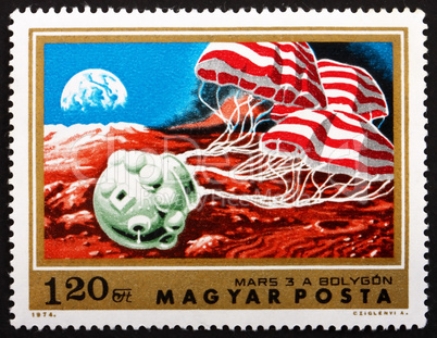 Postage stamp Hungary 1974 Soft Landing of Mars 3 on Mars