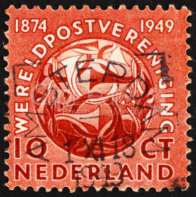 Postage stamp Netherlands 1949 Post Horns Entwined