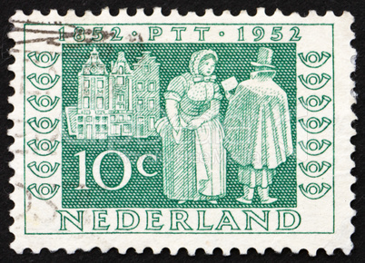 Postage stamp Netherlands 1952 Mail Delivery 1852