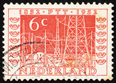 Postage stamp Netherlands 1952 Radio Towers