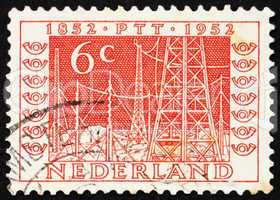 Postage stamp Netherlands 1952 Radio Towers