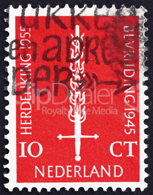 Postage stamp Netherlands 1955 Flaming Sword