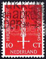 Postage stamp Netherlands 1955 Flaming Sword