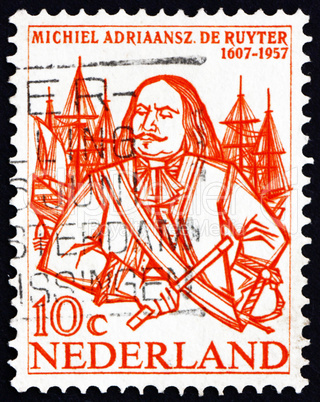 Postage stamp Netherlands 1957 Michiel de Ruyter, Dutch Admiral
