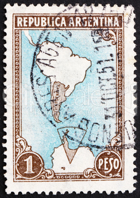 Postage stamp Argentina 1951 Map Showing Antarctic Claims
