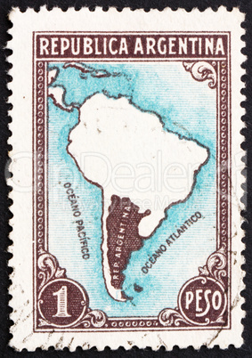 Postage stamp Argentina 1936 Map of South America
