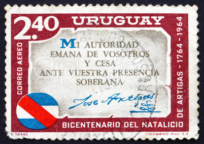 Postage stamp Uruguay 1965 Artigas Quotation, Jose Artigas