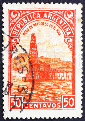 Postage stamp Argentina 1936 Oil Well, Petroleum