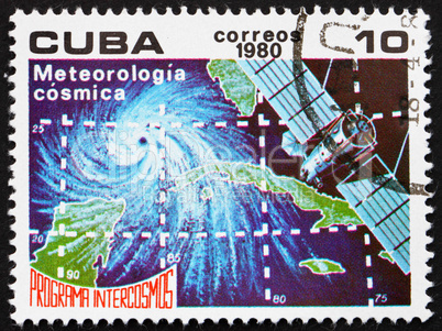 Postage stamp Cuba 1980 Meteorology, Intercosmos