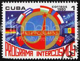 Postage stamp Cuba 1980 Emblem, National Flags, Intercosmos