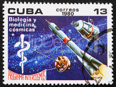 Postage stamp Cuba 1980 Biology and Medicine, Intercosmos