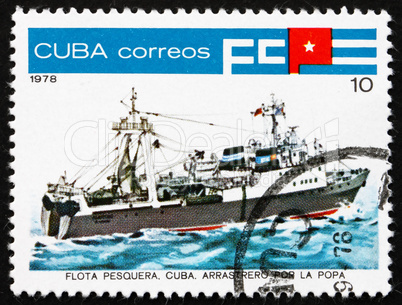 Postage stamp Cuba 1978 Inshore Stern Trawler