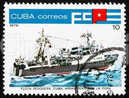 Postage stamp Cuba 1978 Inshore Stern Trawler