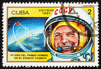 Postage stamp Cuba 1981 Yuri Gagarin, 1st Man in Space