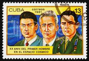 Postage stamp Cuba 1981 Konstantin Feoktistov, Boris Yegorov and