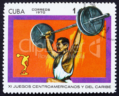 Postage stamp Cuba 1970 Weightlifting