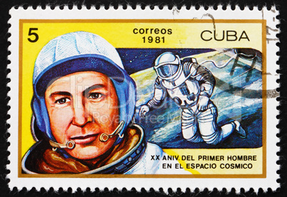 Postage stamp Cuba 1981 Aleksei A. Leonov, 1st Man to Walk in Sp