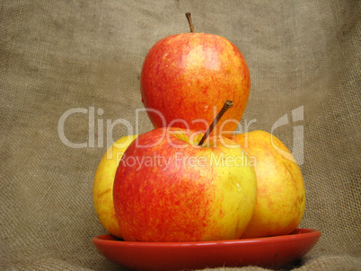 apple on the brown background