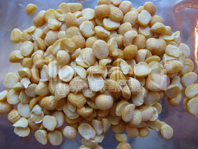 Grains of peas on a white background