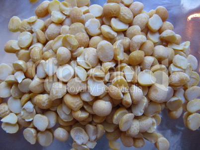 Grains of peas on a white background