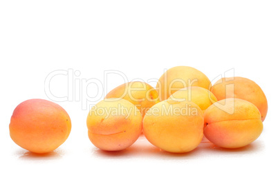 Juicy apricots on a white background