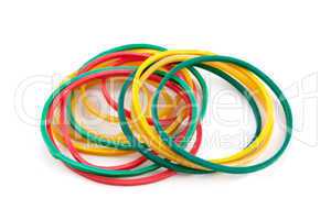 Elastic bands on a white background